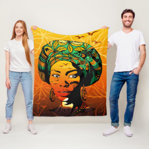 Cobertor De Velo Retrato de Mulher Africana com Sunset