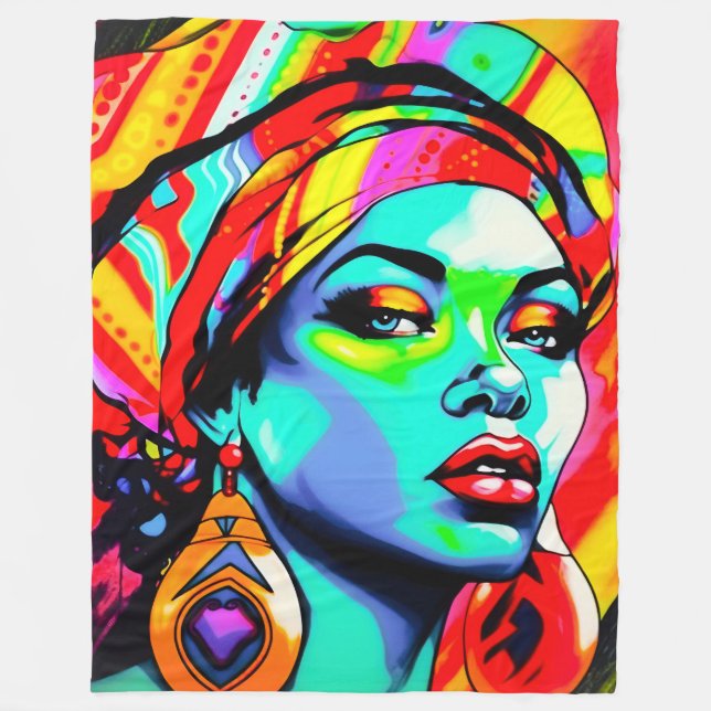 Cobertor De Velo Retrato de pop Art (Frente)