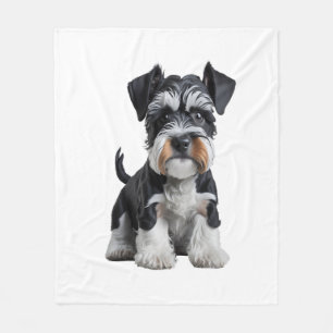 Cobertor De Velo Retrato de Puppy Schnauzer Miniatura HD Adorável -