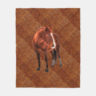 Cobertor De Velo Retrato de Sorrel Horse em Couro Arrefecido Faux B