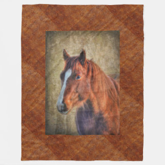 Cobertor De Velo Retrato de Sorrel Horse em Couro Arrefecido Faux B