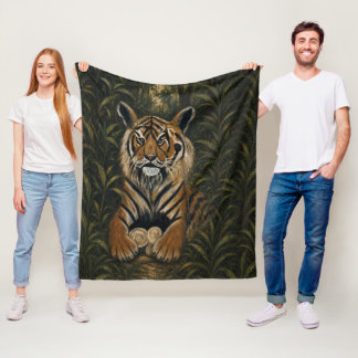 Cobertor De Velo Retrato de Tigre de Bengala Pintado na Selva