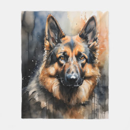 Cobertor De Velo Retrato de tinta do german shepherd