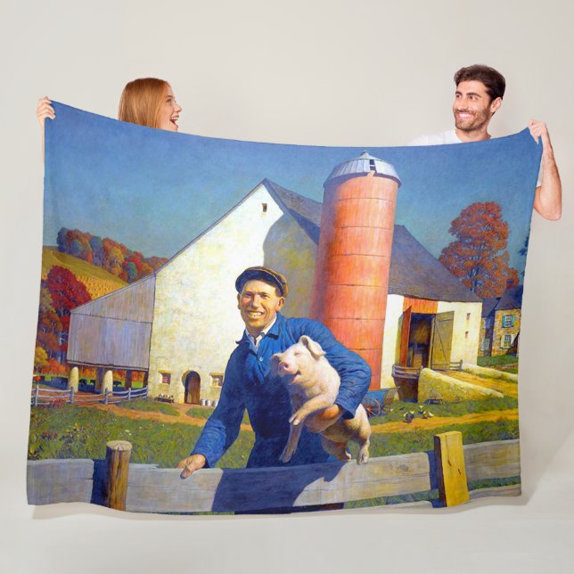 Cobertor De Velo Retrato de um Farmer Fazenda Life NC Wyeth 1943 (In Situ)