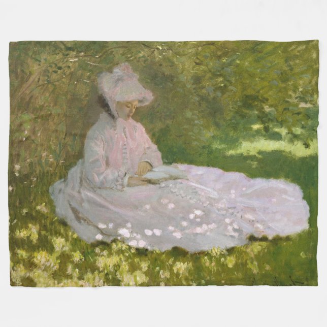 Cobertor De Velo Retrato impressionista de primavera, Claude Monet (Frente (Horizontal))