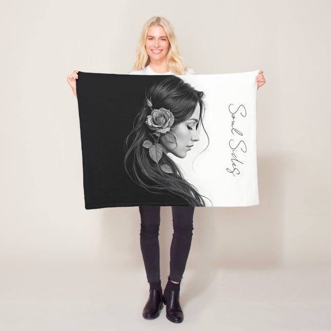 Cobertor De Velo Retrato preto e branco da bela arte feminina (In Situ)