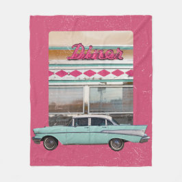 Cobertor De Velo Retro 1950 Diner Wall Art | Sinal de Neon Rosa & T