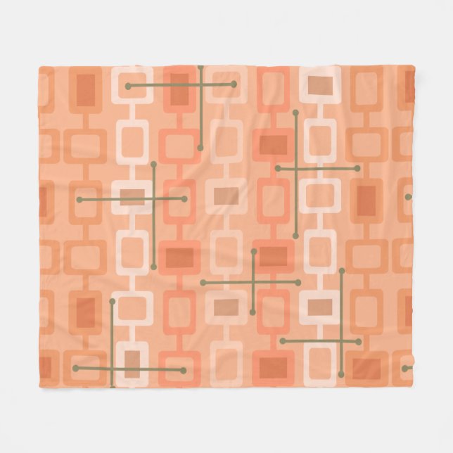 Cobertor De Velo Retro 1950s Geometric Pattern Orange (Frente (Horizontal))