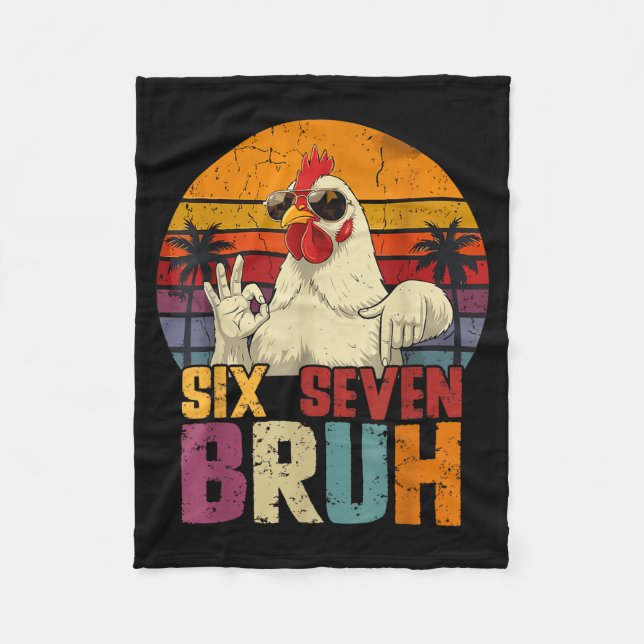 Cobertor De Velo Retro 67 Six Seven Bruh Funny Chicken With Sungles (Frente)