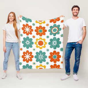 Cobertor De Velo Retro 70s Geométrico Flor do Poder Boho