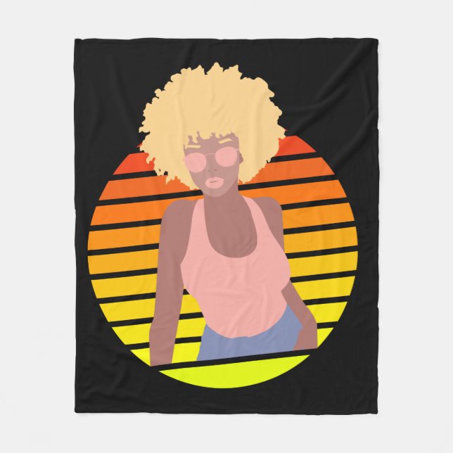 COBERTOR DE VELO RETRO AFRO QUEEN - QUEEN AFRO-AMERICANA (Frente)