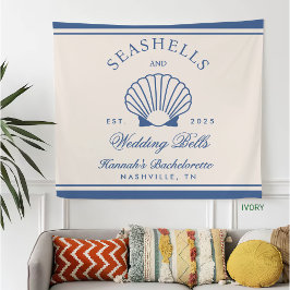 Cobertor De Velo Retro Azul Conchas Marinhas & Sininhos de Casament