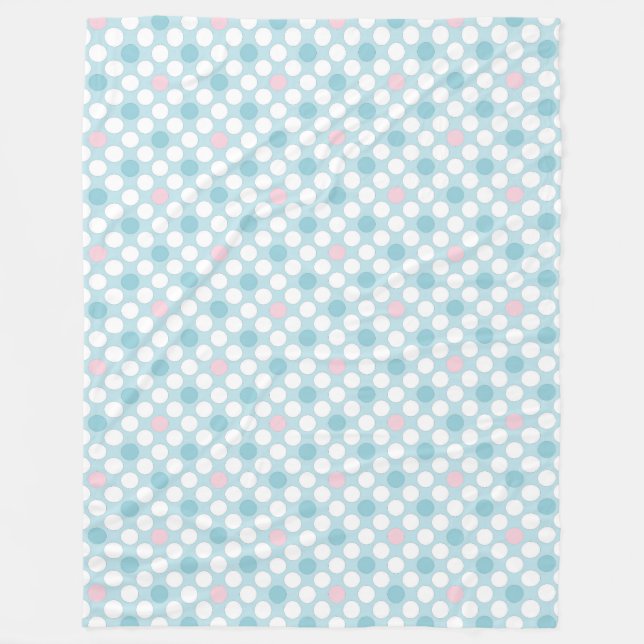 Cobertor De Velo Retro azul-rosa branco do Bolinhas (Frente)