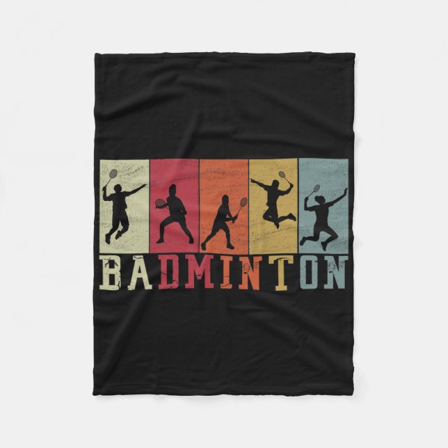 Cobertor De Velo Retro Badminton Player Silhouettes - Badminton (Frente)