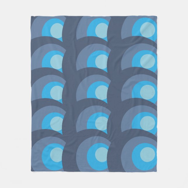 Cobertor De Velo Retro Blue Circles (Frente)