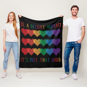 Cobertor De Velo Retro Cardíaco LGBT Ser Um Humano Decente Não É Qu
