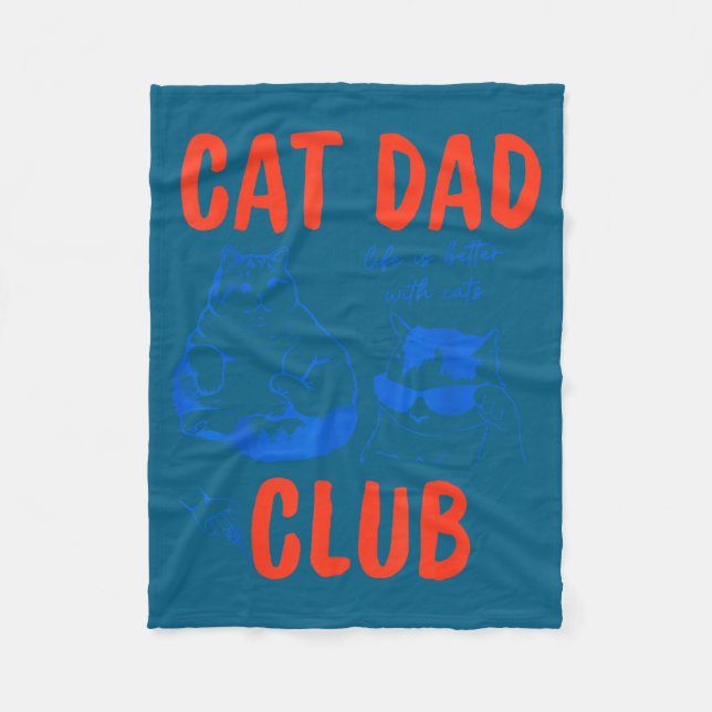 Cobertor De Velo Retro Cat Dad Club Life Is Better With Cats Funny  (Frente)