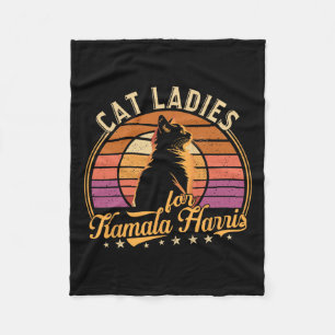 Cobertor De Velo Retro Cat Lady Está Votando Kamala Harris 2024