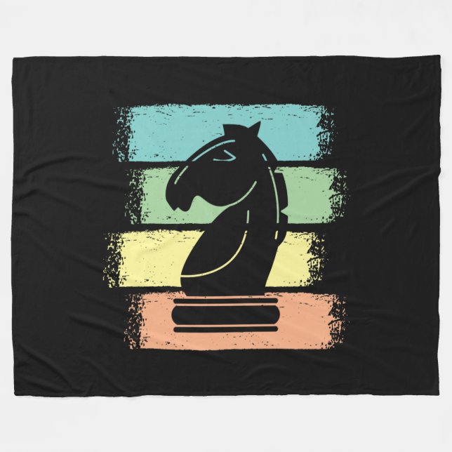 Cobertor De Velo Retro Chess Horse (Frente (Horizontal))