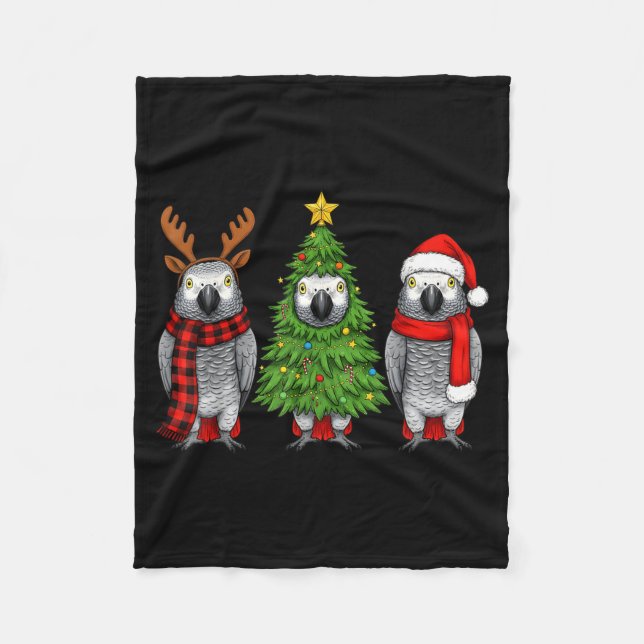 Cobertor De Velo Retro Christmas African G Parrot Bird Santa Reinde (Frente)