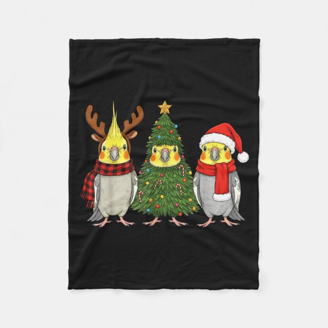Cobertor De Velo Retro Christmas Atiel Parrot Santa Reindeer  (Frente)
