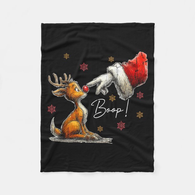 Cobertor De Velo Retro Christmas Cartoon Boop, Christmas Reindeer  (Frente)