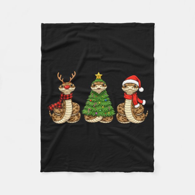 Cobertor De Velo Retro Christmas Hognose Snake Santa Reindeer  (Frente)