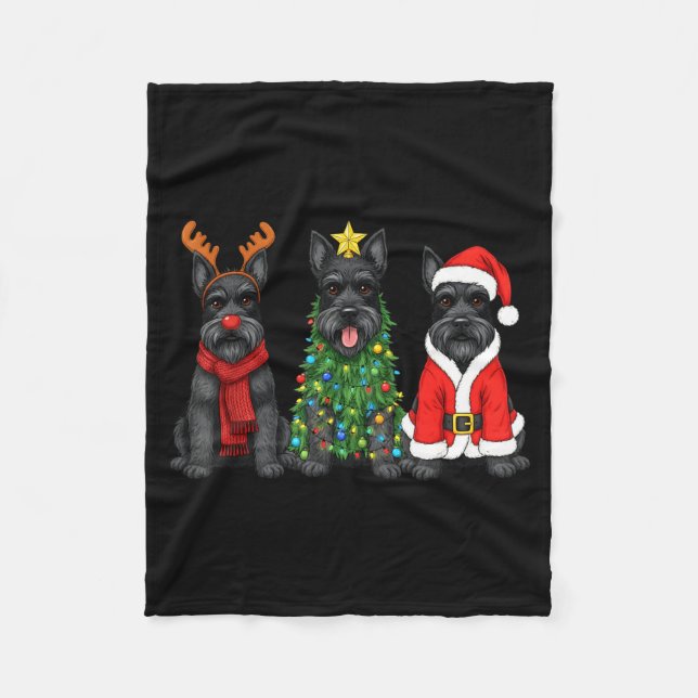 Cobertor De Velo Retro Christmas Scottierrier Santa Reindeer Dog Lo (Frente)