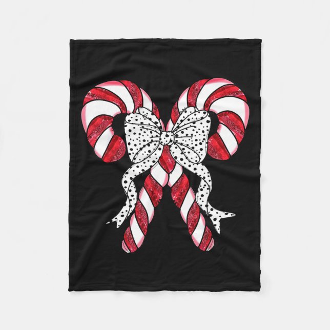 Cobertor De Velo Retro Coquette Bow Candy Cane Christmas Season Wom (Frente)