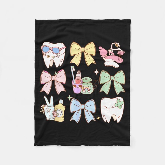 Cobertor De Velo Retro Coquette Bow Dental Hygienist Teeth Dentist  (Frente)