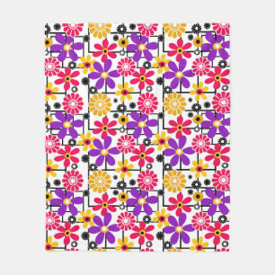 Cobertor De Velo Retro de flores, retrato brilhante, floral, vermel