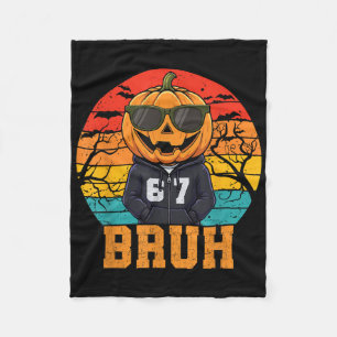 Cobertor De Velo Retro Divertido 67 Meme de Halloween Bruh Abóbora