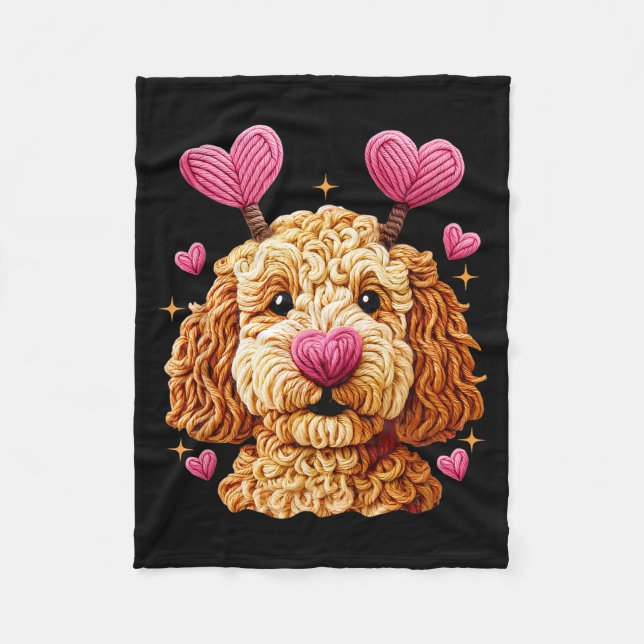 Cobertor De Velo Retro Dog Goldendoodle Valentines Funny Gift Women (Frente)