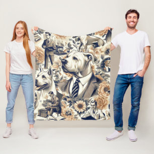 Cobertor De Velo Retro Dogo Argentino sem costura