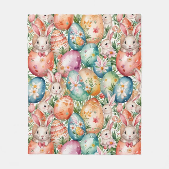 Cobertor De Velo Retro Easter seamless pattern. Watercolor (Frente)