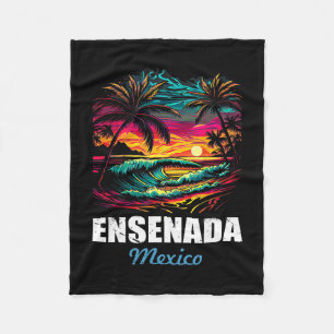 Cobertor De Velo Retro Ensenada México Pôr do Sol Férias Vintage Le