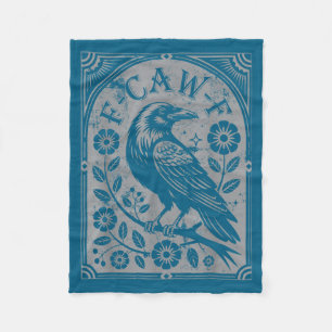 Cobertor De Velo Retro F-caw-f Flores de Corvo Preto Arte Passaro E