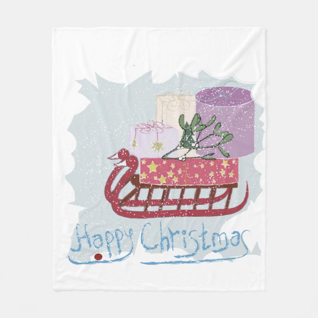 Cobertor De Velo Retrô. Feliz Natal! (Frente)