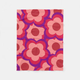 Cobertor De Velo Retro Floral Cor-de-Orelha Branca Vermelha e Rosa,