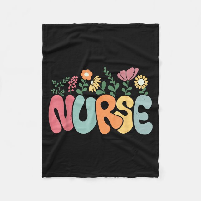 Cobertor De Velo Retro Floral Nurse Graphic Nursing Appreciation  (Frente)