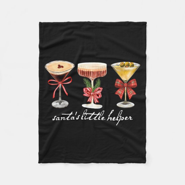 Cobertor De Velo Retro Funny Santa's Little Helper Martini Merry Ch (Frente)