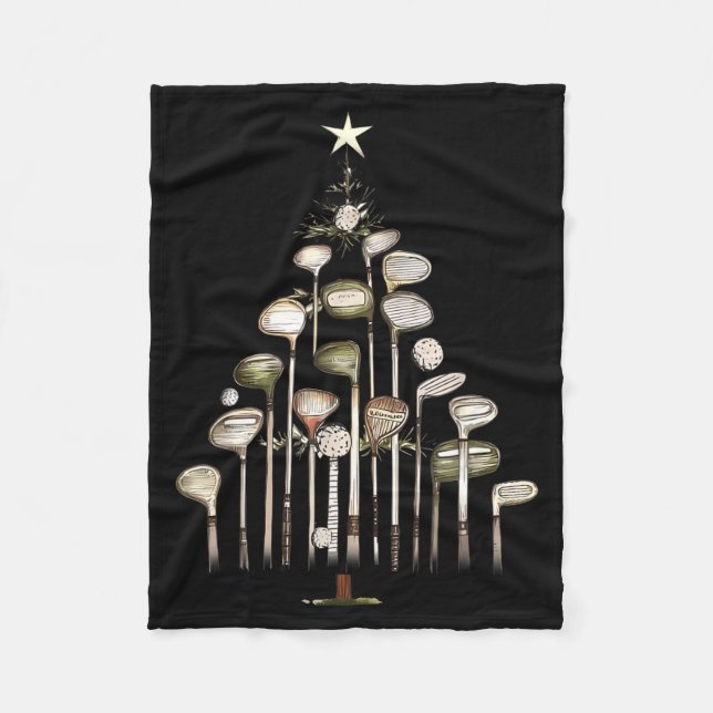 Cobertor De Velo Retro Golf Club Christmas Tree Golfing Xmas Golfer (Frente)