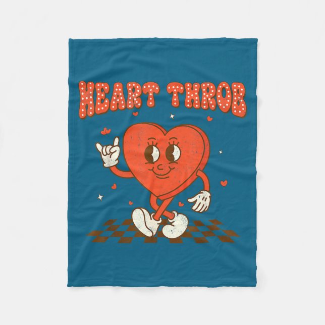 Cobertor De Velo Retro Groovy Heart Throb Valentines Day Toddlers B (Frente)