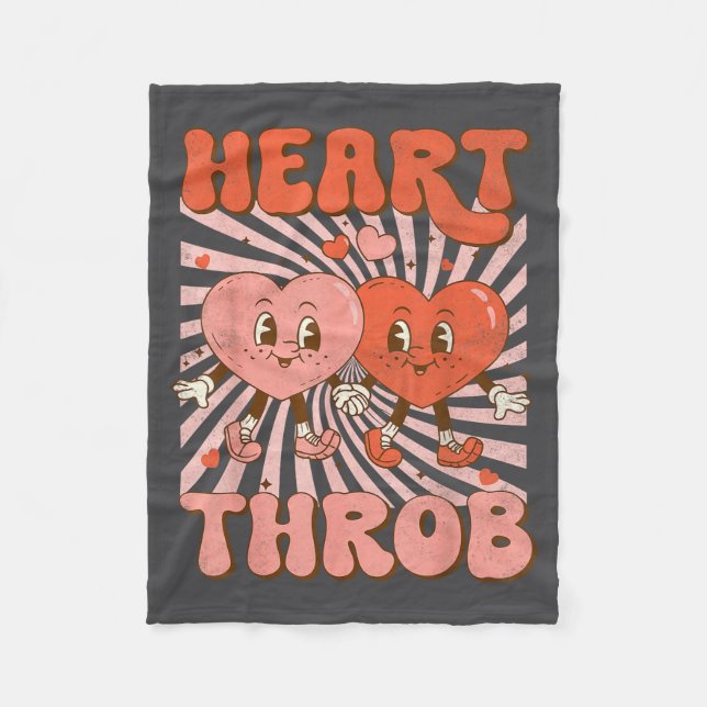 Cobertor De Velo Retro Groovy Heart Throb Valentines Day Toddlers B (Frente)