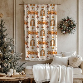 Cobertor De Velo Retro Groovy Pastel Rainbows and Mushrooms Blanket