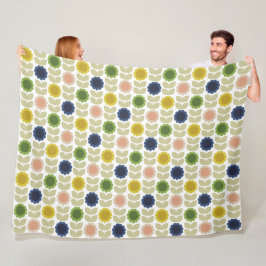 Cobertor De Velo Retro Groovy Summer Flowers Stems