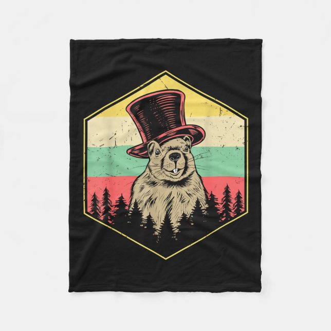 Cobertor De Velo Retro Groundhog Day Cute Woodchuck Groundhog Gift  (Frente)
