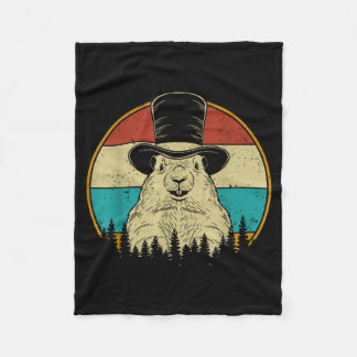 Cobertor De Velo Retro Groundhog Day Cute Woodchuck Groundhog Whisp