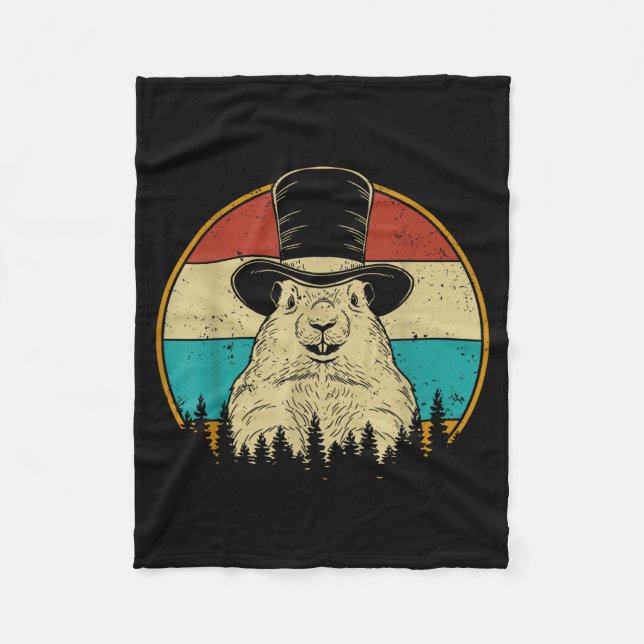 Cobertor De Velo Retro Groundhog Day Cute Woodchuck Groundhog Whisp (Frente)