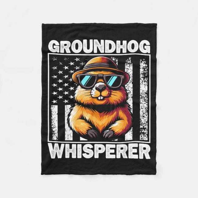 Cobertor De Velo Retro Groundhog Whisperer Funny Woodchuck Groundho (Frente)